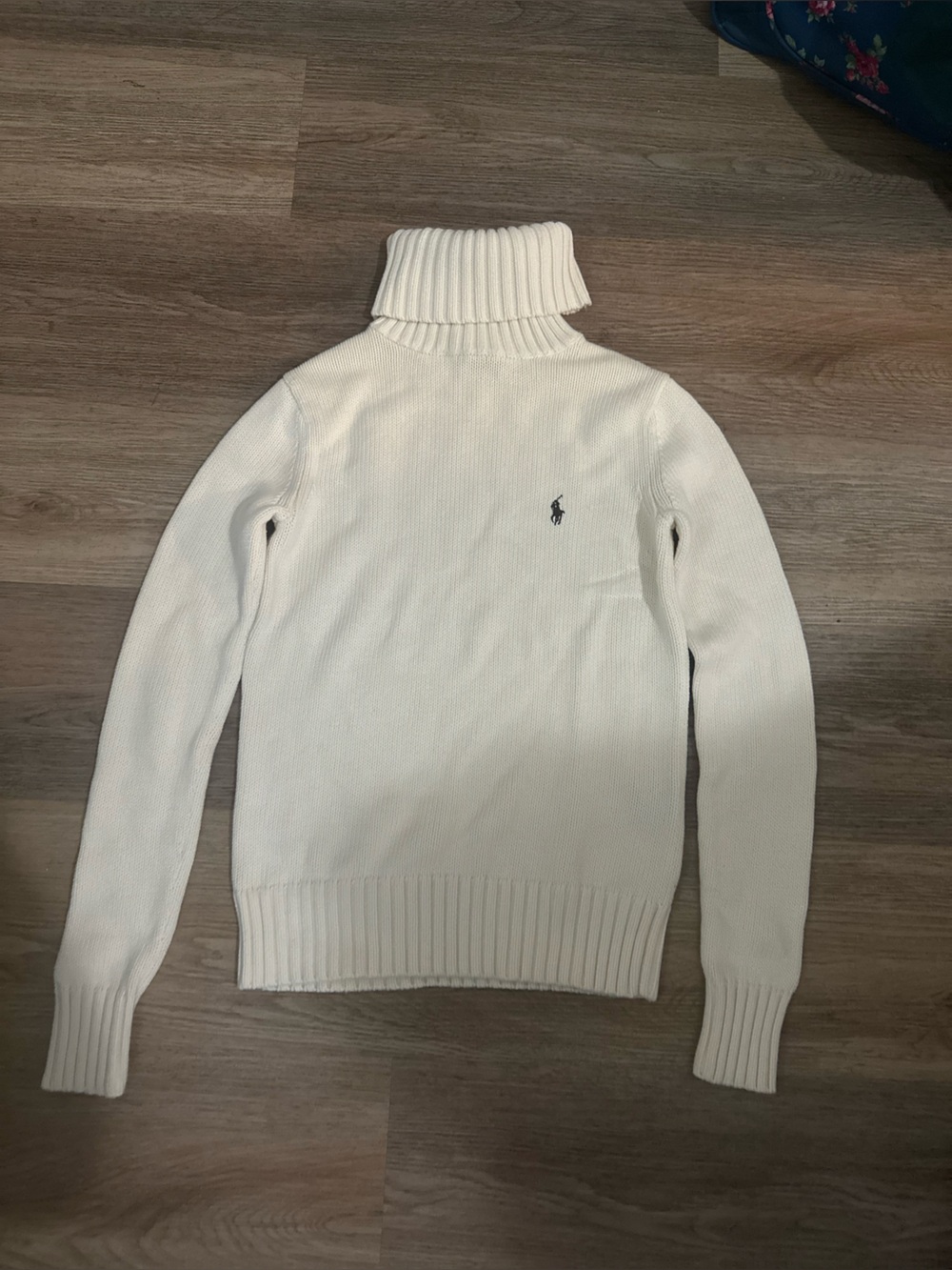 Ralph Lauren Cream Ribbed Turtleneck Sweater